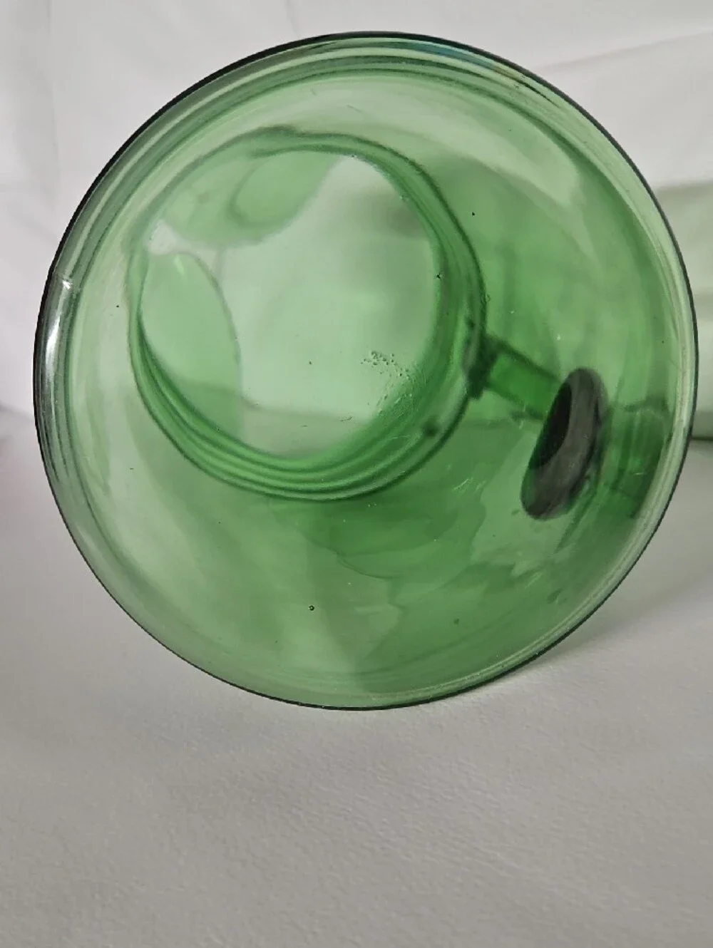 Green Glass Pitcher with Curved Handle